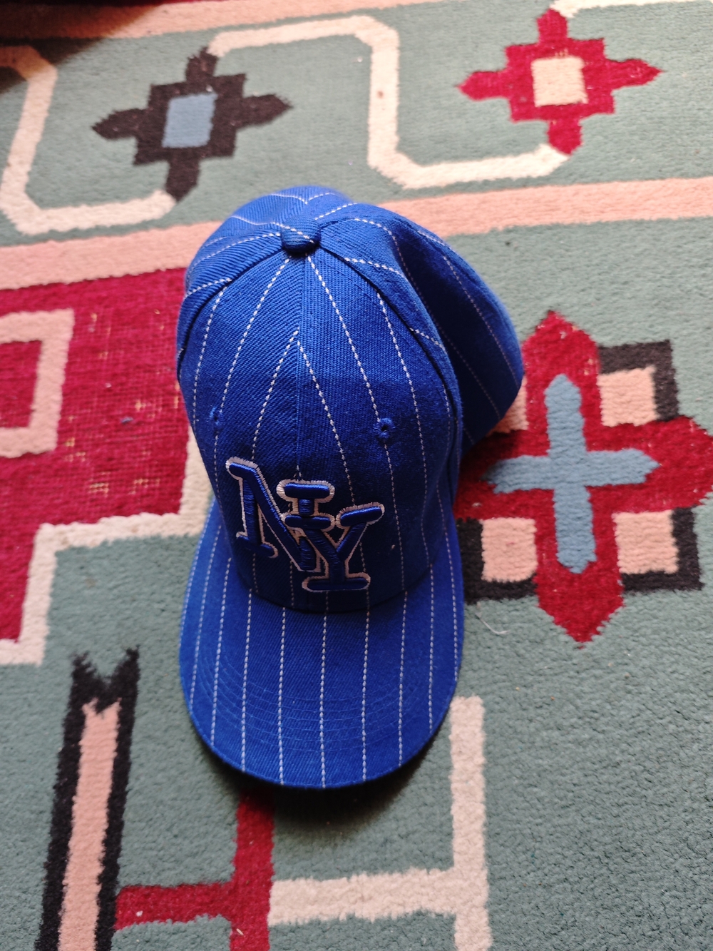 Blue Pinstripe NY Embroidered Baseball Cap
